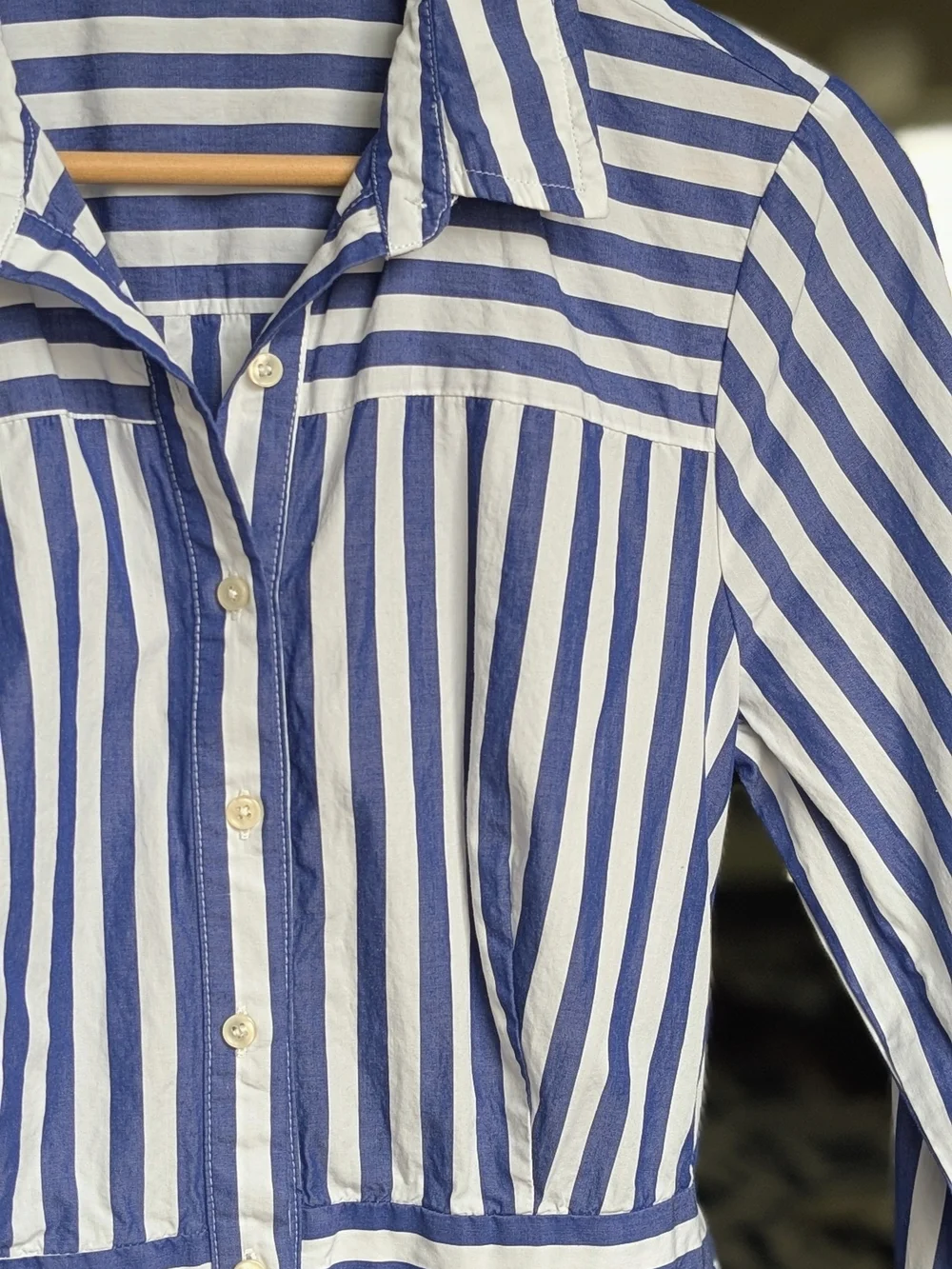 J. Crew Cotton Blue & White Striped Button-Front Shirt Dress Size 8 - Classic!